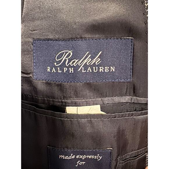 Ralph Lauren Houndstooth Blazer Men's 42R Navy Blue 3 Button Sport Coat Wool - Picture 7 of 8